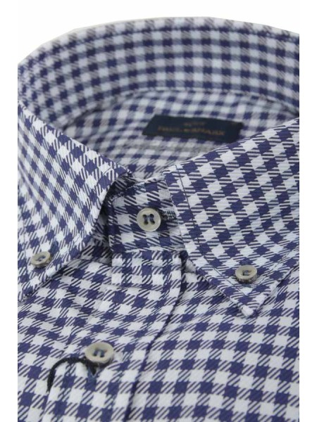 Camicia Paul & Shark in Raso di Cotone Bianco Azzurro