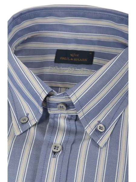 Camicia Paul & Shark in Raso di Cotone Celeste