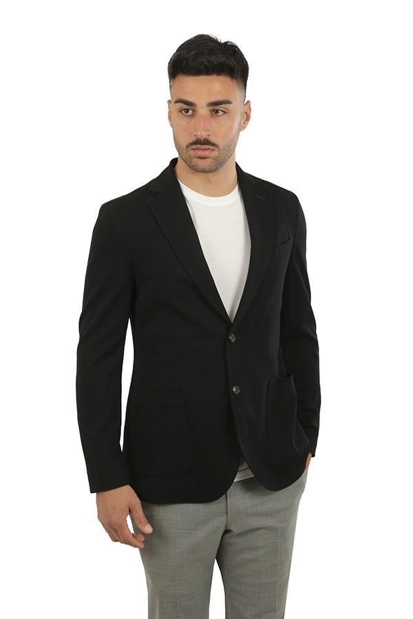 Giacca Circolo in Piquet Monopetto Nero