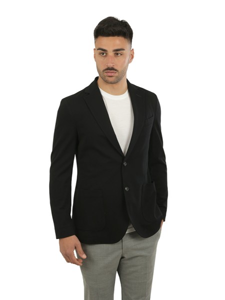 Giacca Circolo in Piquet Monopetto Nero