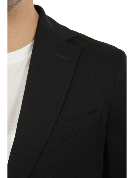 Giacca Circolo in Piquet Monopetto Nero