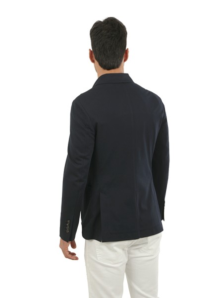 Giacca Circolo in Piquet Doppiopetto Blu Navy