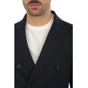 Giacca Circolo in Piquet Doppiopetto Blu Navy