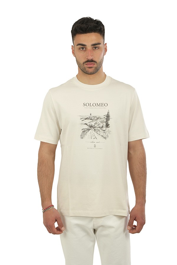T-Shirt Brunello Cucinelli Solomeo English White