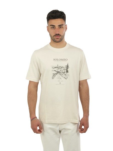 T-Shirt Brunello Cucinelli Solomeo English White