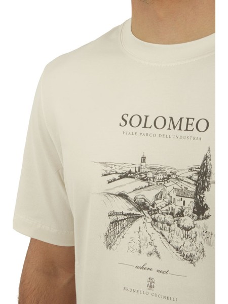 T-Shirt Brunello Cucinelli Solomeo English White