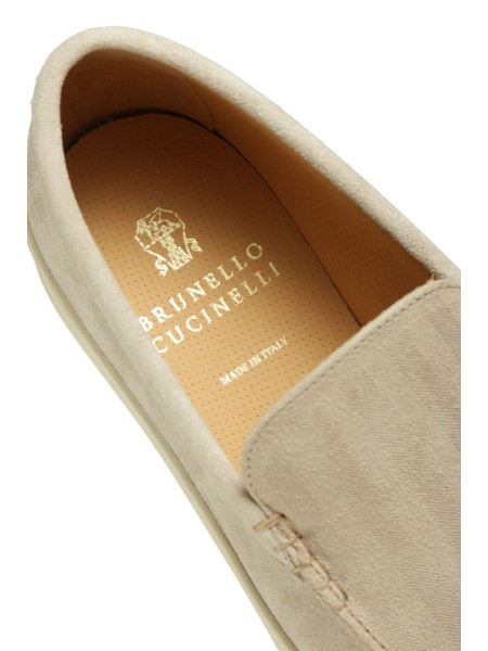 Mocassino Brunello Cucinelli in Camoscio Effetto Chevron Oat