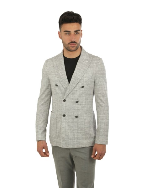 Giacca Circolo Doppiopetto Micro Fantasia Nero