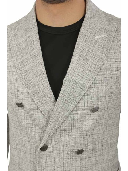 Giacca Circolo Doppiopetto Micro Fantasia Nero