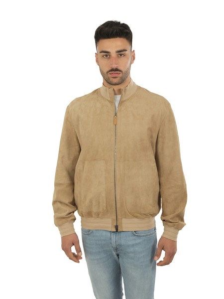 Giubbino Canali Nuvola in Suede Ultrasoft Sabbia