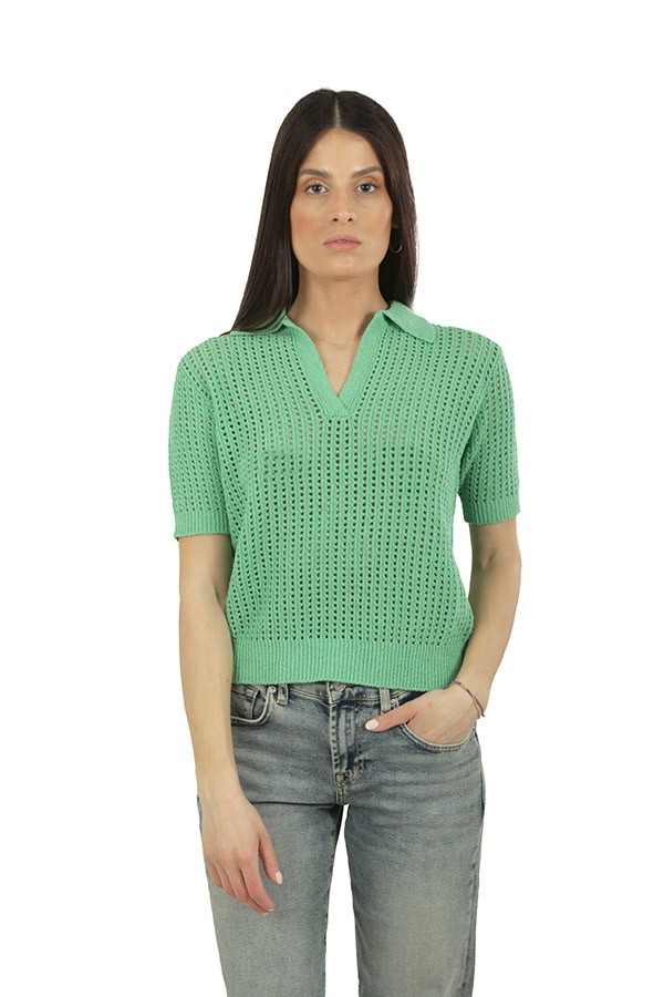 Maglia Roberto Collina Polo Traforata Menta