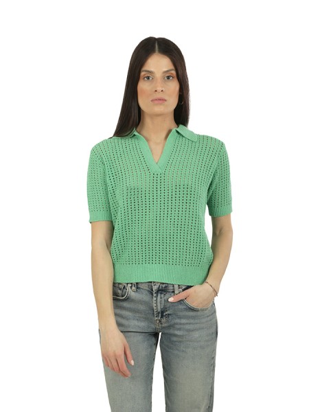 Maglia Roberto Collina Polo Traforata Menta