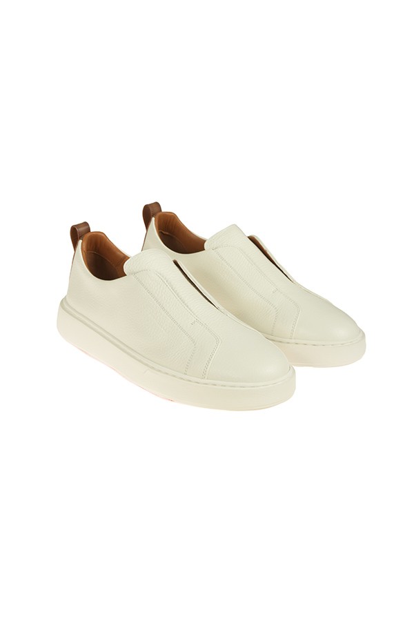 Sneaker Santoni Slip-On Bianco/Marrone