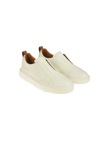 Sneaker Santoni Slip-On Bianco/Marrone