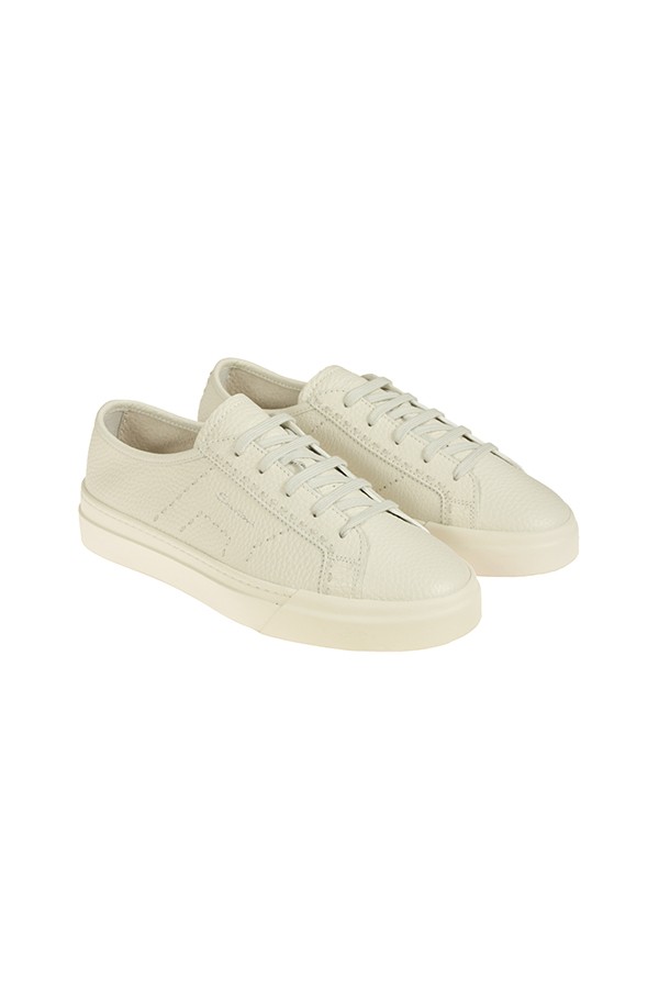 Sneaker Santoni in Pelle Bottalata Bianco