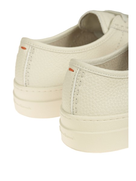 Sneaker Santoni in Pelle Bottalata Bianco