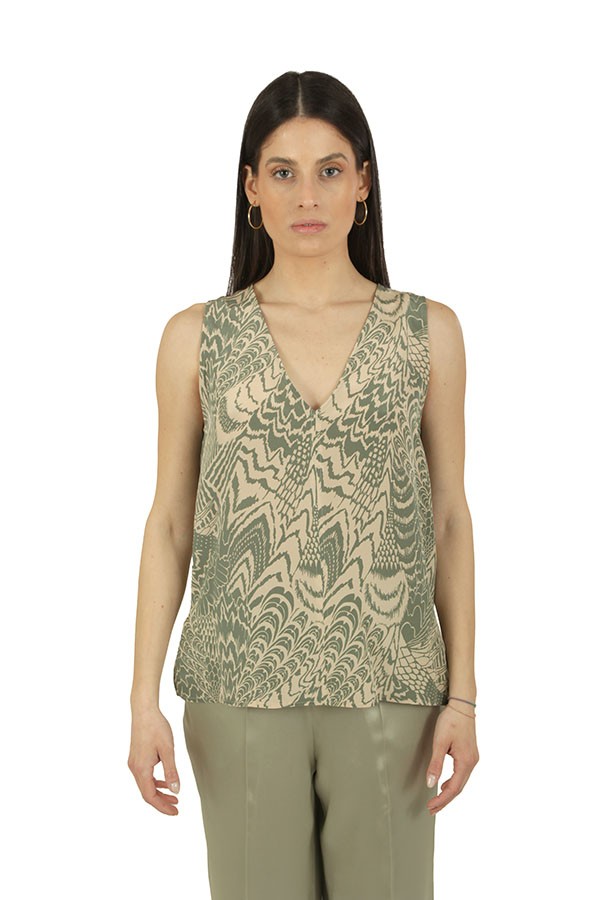 Top Momon&igrave; Hevea in Crepe de Chine Acquamarina