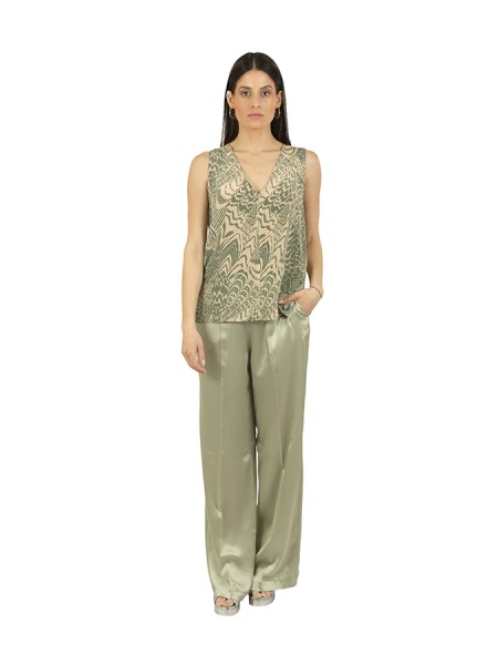 Top Momonì Hevea in Crepe de Chine Acquamarina