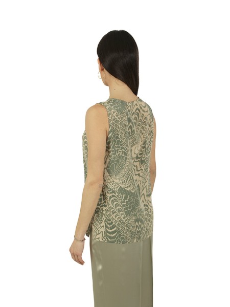 Top Momon&igrave; Hevea in Crepe de Chine Acquamarina