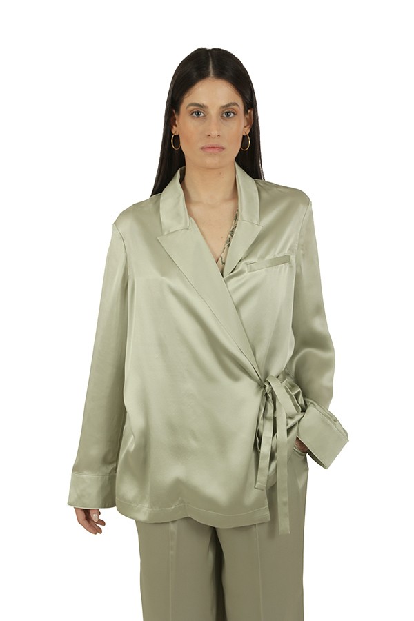 Giacca Momonì Praja in Satin Acquamarina