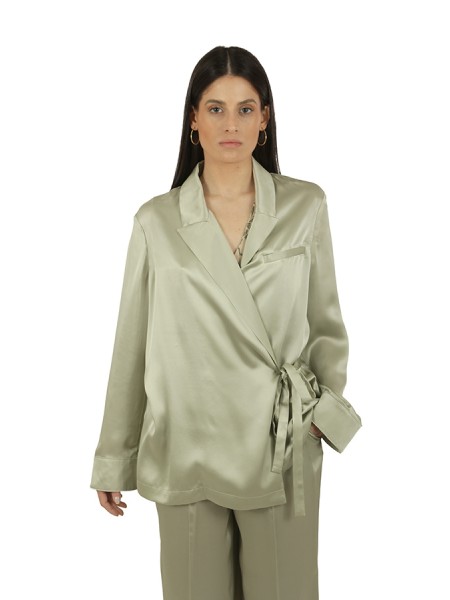 Giacca Momonì Praja in Satin Acquamarina