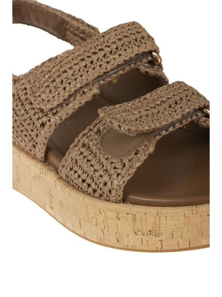 Scarpa Emanuelle Vee in Rafia Marrone