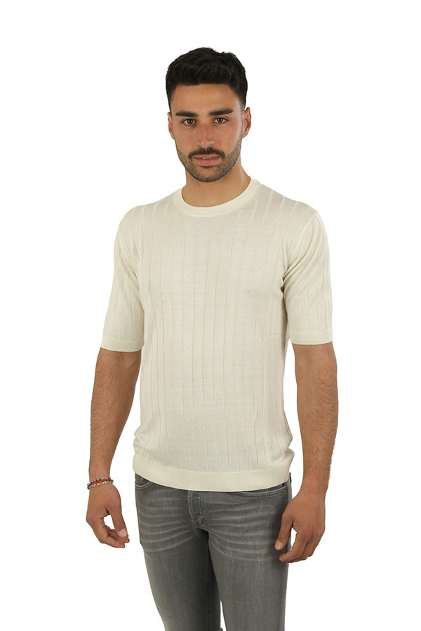 T-Shirt Tagliatore Roden in Seta Bianco