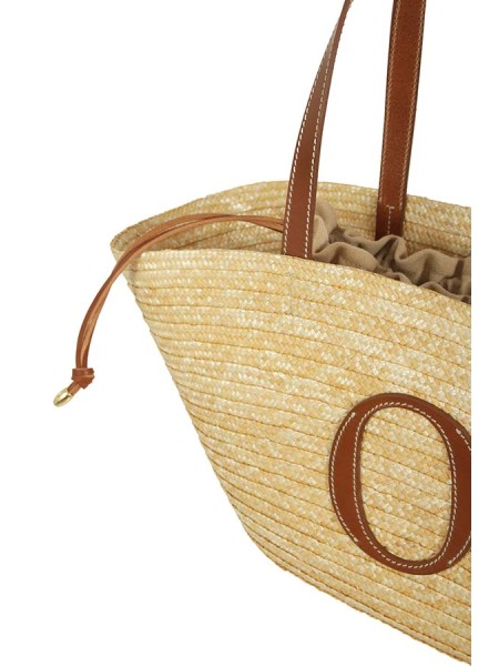 Borsa Orciani Macellara Tropea a Spalla in Paglia Intrecciata Cuoio