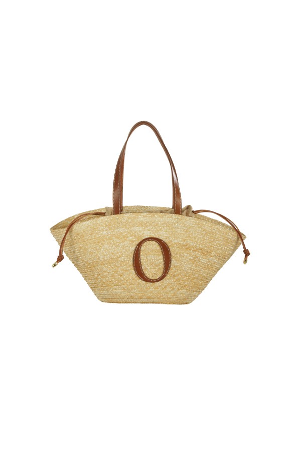 Borsa Orciani Macellara Tropea a Spalla in Paglia Intrecciata Cuoio