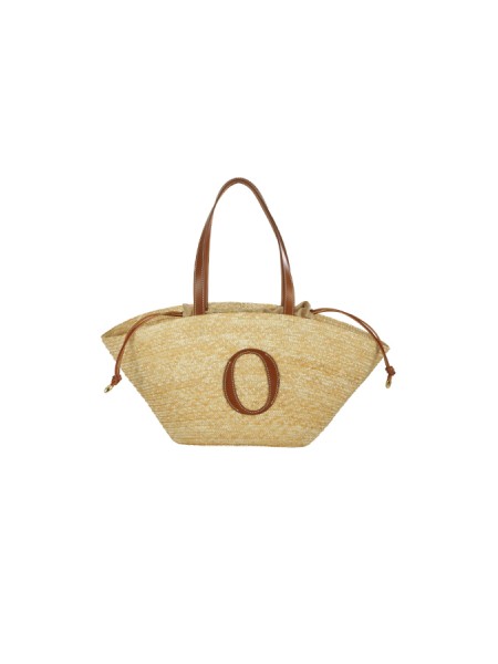 Borsa Orciani Macellara Tropea a Spalla in Paglia Intrecciata Cuoio