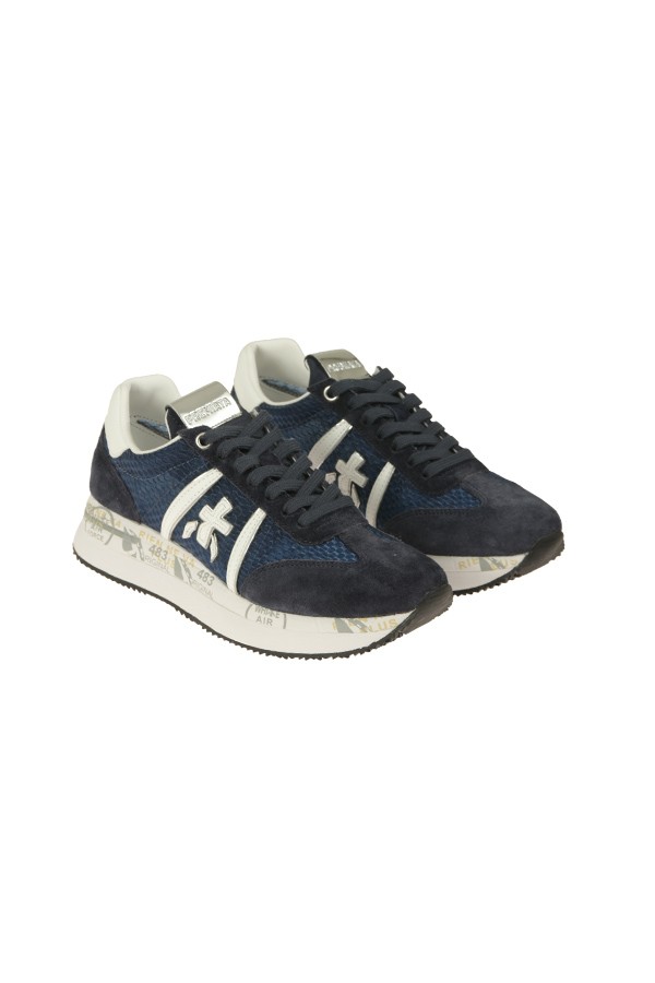 Sneakers Premiata in camoscio e tessuto dettagli in pelle fondo gomma