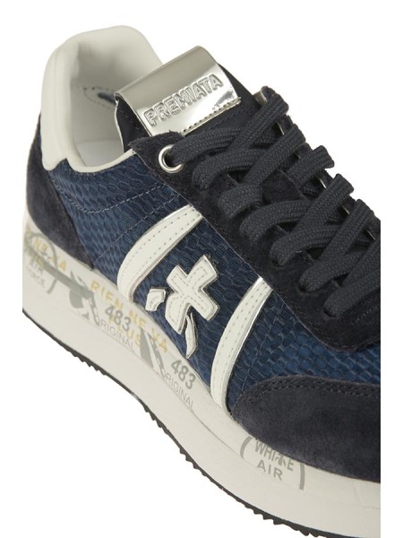 Sneakers Premiata in camoscio e tessuto dettagli in pelle fondo gomma