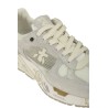 Sneakers Premiata  in camoscio e tessuto sfodetato fondo gomma dettagli in pelle bianco/argento