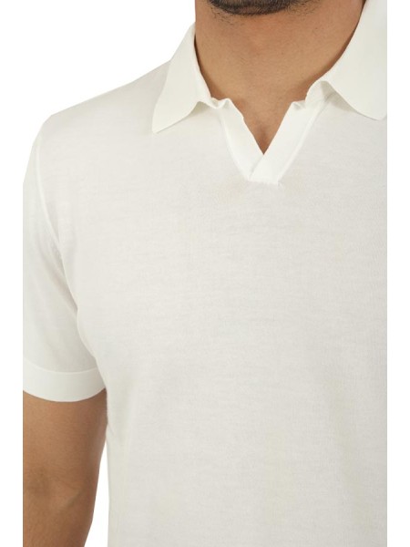 Maglia Drumohr Polo Frosted Bianco