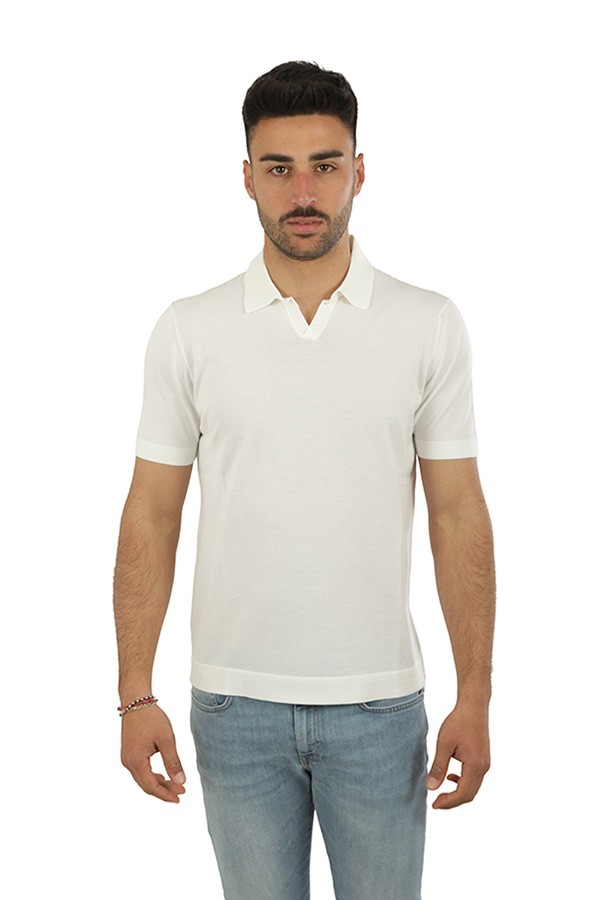 Maglia Drumohr Polo Frosted Bianco