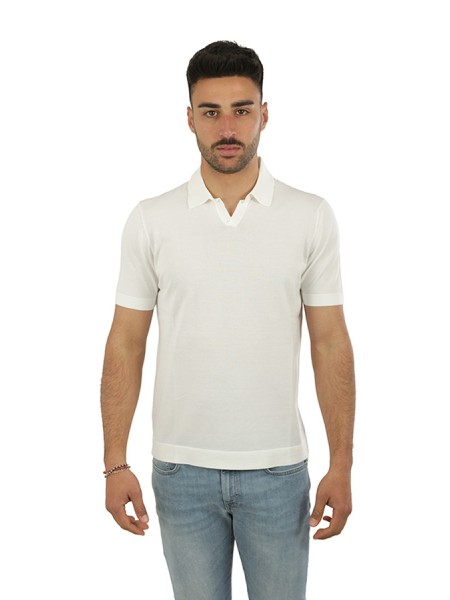 Maglia Drumohr Polo Frosted Bianco