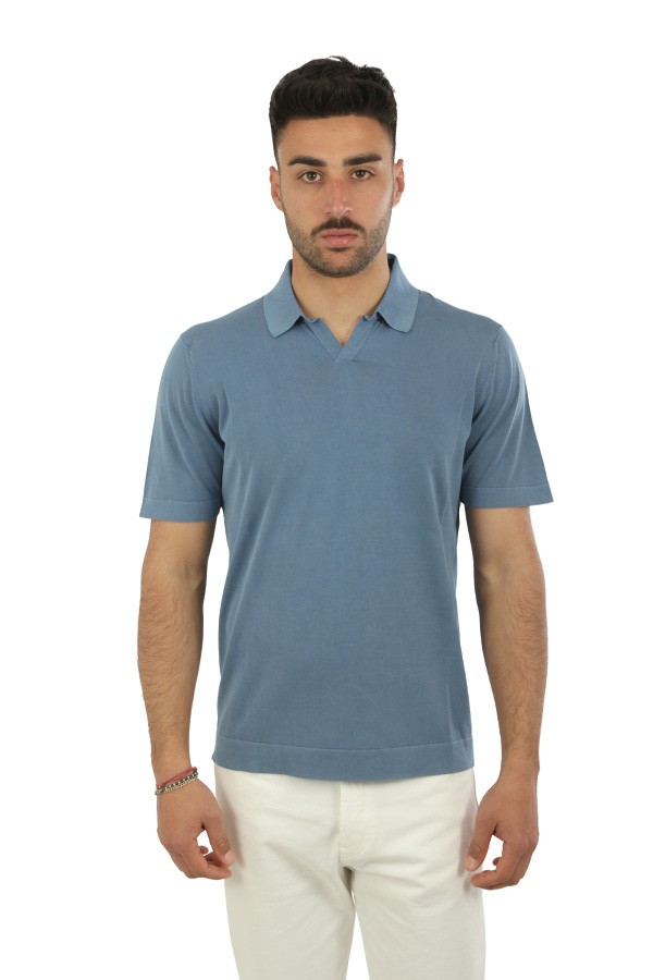 Maglia Drumohr Polo Frosted Oceano