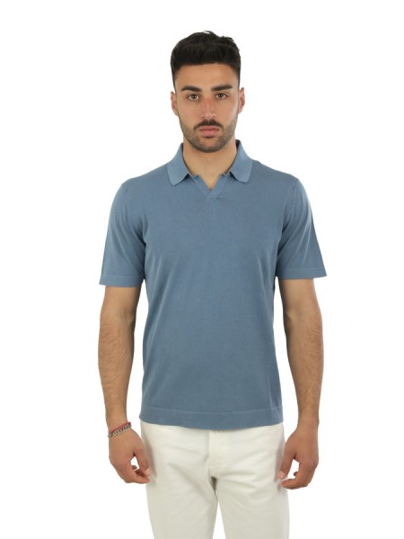 Maglia Drumohr Polo Frosted Oceano