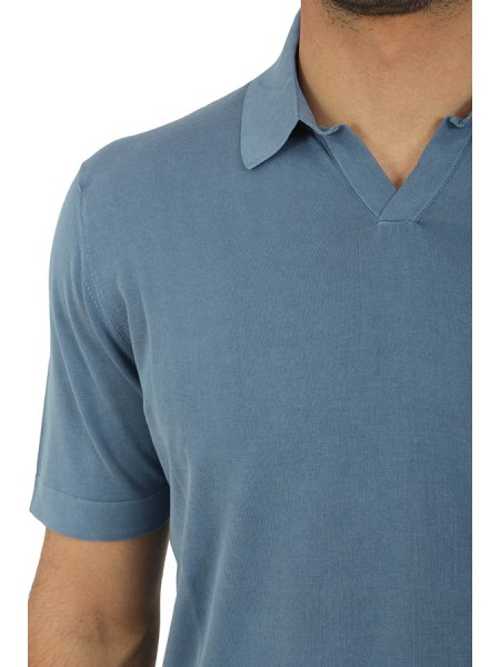 Maglia Drumohr Polo Frosted Oceano