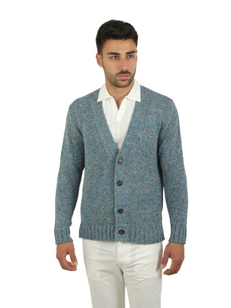 Maglia Drumohr Cardigan Azzurro Mouline