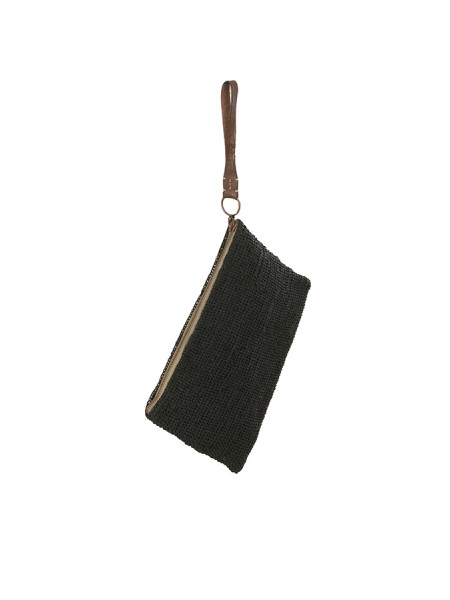 Pochette Ibeliv Ampy in Rafia Black