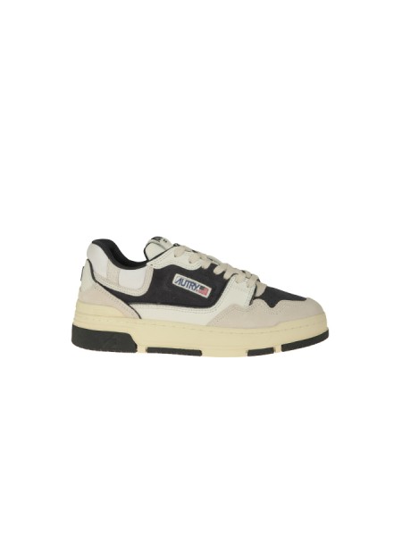 Sneakers Autry Clc Low in Pelle e Suede Bianca e Blue Space