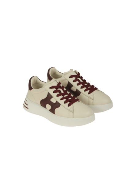 Calzature sneakers rebel Avorio/Bordeaux tomaia in nappa soletta in memory foam 5 mm