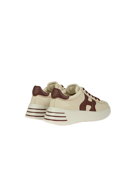 Calzature sneakers rebel Avorio/Bordeaux tomaia in nappa soletta in memory foam 5 mm