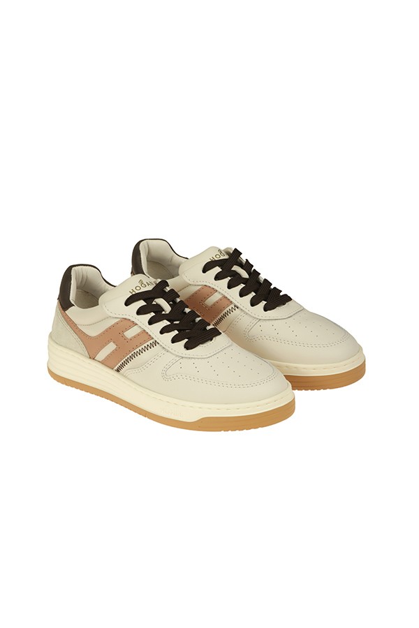 Calzature sneakers Avorio  tomaia in pelle liscia
