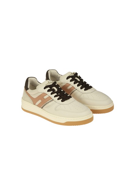Calzature sneakers Avorio  tomaia in pelle liscia