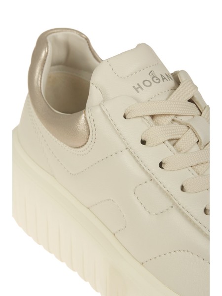 Calzature sneakers h-stripes Avorio tomaia in nappa dettagli in nappa metallizzata soletta in memory foam 8 mm suola in eva