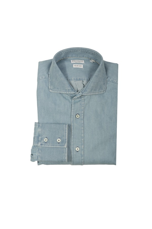 Camicia Brunello Cucinelli in Denim Chiaro