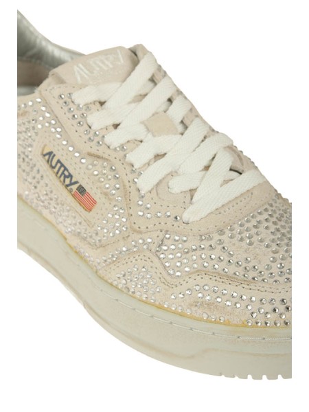 Calzature sneaker con strass suola in gomma