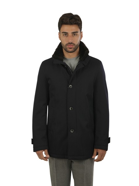 Giaccone Herno in Diagonal Wool Blu